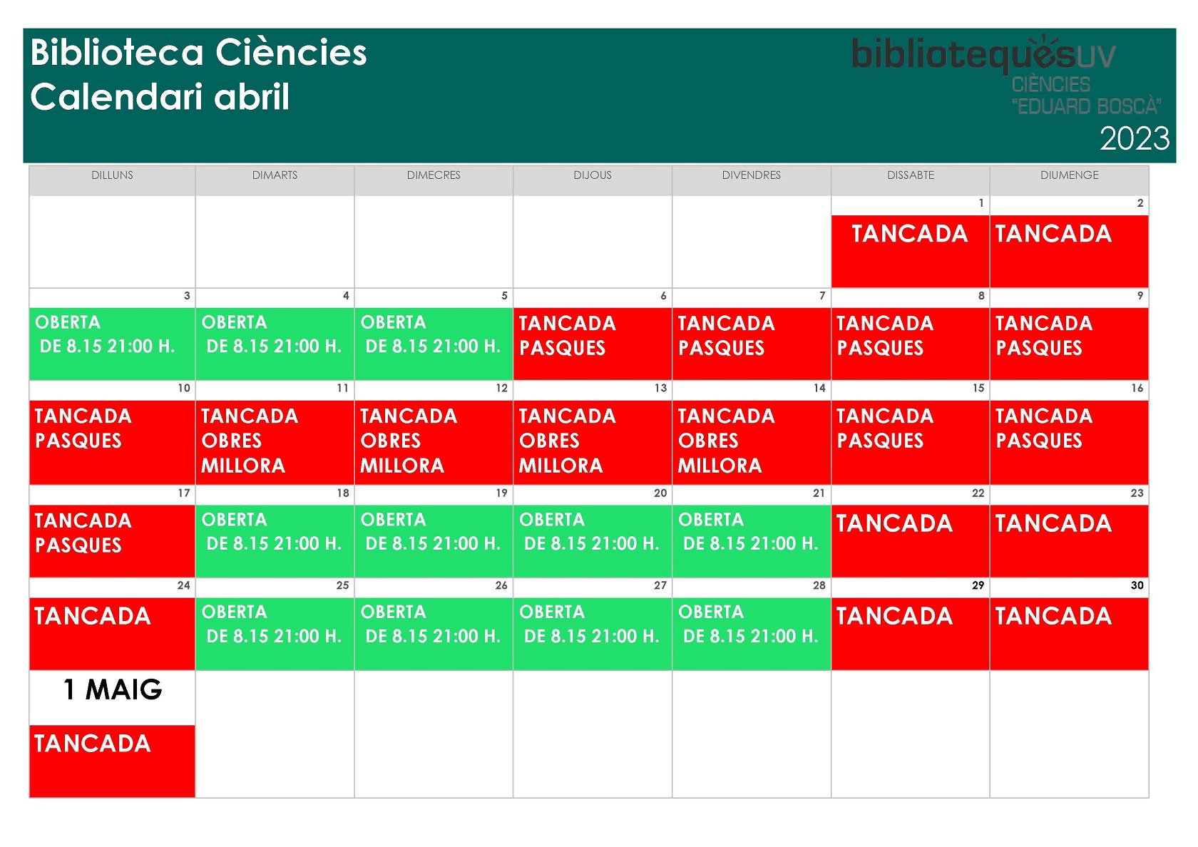 Calendario abril